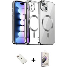 Cepte Toptan iPhone 14 Nova Işık Özel Seri - Siyah Bilvis 3D Mat Cam Ekran Koruyucu + Kırmızı Diamond Kamera Lens
