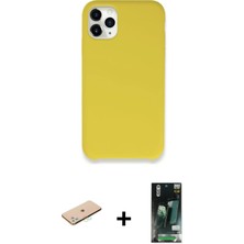 Cepte Toptan iPhone 11 Pro Max Zirve Modern Özel Seri - Siyah 360 Mat Full Body Arka Koruyucu + Mavi Renkli Kamera Lens Koruma Cam