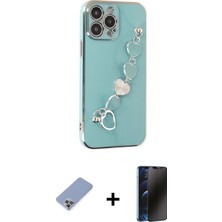 Cepte Toptan iPhone 13 Pro Max Nova Işık Prime - Siyah 3D Antistatik Hayalet Cam Ekran Koruyucu + Koyu Yeşil Metal Kamera Lens Koruma Cam