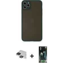 Cepte Toptan iPhone 11 Pro Max Ahenk Çizgi Serisi - Şeffaf 360 Full Body Arka Koruyucu + Siyah Pers Alüminyum Kamera Lens