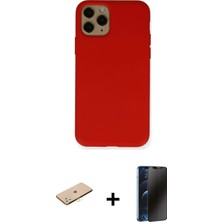 Cepte Toptan iPhone 11 Pro Ahenk Serisi - Siyah 3D Antistatik Hayalet Cam Ekran Koruyucu + Pembe Renkli Kamera Lens Koruma Cam