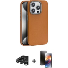 Cepte Toptan iPhone 15 Pro Zirve Modern Prime - Siyah 3D Antistatik Mat Seramik Nano Ekran Koruyucu + Titanyum Gri Raze Metal Kamera Lens