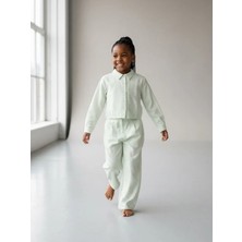 Zekids Kız Çocuk Taş Detaylı Tasarım Ince Dokulu Ceket ve Pantolonlu Takım