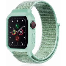 Esranın Dünyası Newface Apple Watch 42MM Hasırlı Cırtcırtlı Kasalı Kordon - Turkuaz
