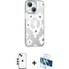 Cepte Toptan iPhone 14 Yörünge Işık Prime - Siyah 3D Antistatik Cam Ekran Koruyucu + Yeşil Shine Kamera Lens