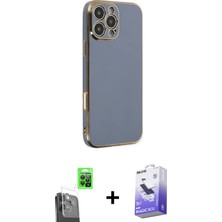 Cepte Toptan iPhone 16 Pro Max Yankı Serisi - Siyah Bilvis 5in1 5d Magic Hayalet Cam Ekran Koruyucu + Siyah Raze Metal Kamera Lens