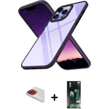 Cepte Toptan iPhone 13 Pro Max Nova Işık Serisi - Şeffaf 360 Full Body Arka Koruyucu + Kırmızı Pers Alüminyum Kamera Lens