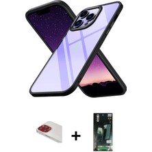 Cepte Toptan iPhone 13 Pro Max Nova Işık Serisi - Şeffaf 360 Full Body Arka Koruyucu + Kırmızı Pers Alüminyum Kamera Lens