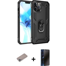 Cepte Toptan iPhone 12 Pro Max Ahenk Klasik Koleksiyonu - Siyah 3D Antistatik Hayalet Cam Ekran Koruyucu + Sierra Blue Shine Kamera Lens Koruma Cam