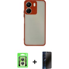 Redmi 13C Ahenk Çizgi Serisi - Siyah 3D Antistatik Hayalet Cam Ekran Koruyucu + Gümüş Raze Metal Kamera Lens