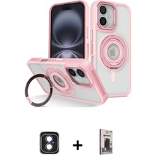 Cepte Toptan iPhone 16 Nova Minimal Serisi - Siyah Bilvis Hayalet Cam Ekran Koruyucu + Mavi Pvd Metal Kamera Lens