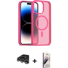 Cepte Toptan iPhone 14 Pro Max Siluet Minimal Prime - Siyah Bilvis 3D Mat Cam Ekran Koruyucu + Gümüş Raze Metal Kamera Lens