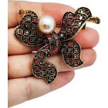 BB Bi Butik Shop Altın Renkli Incili Fiyonk Broş