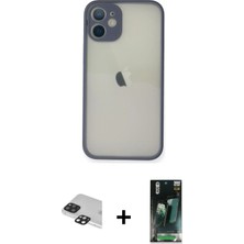 Cepte Toptan iPhone 11 Pro Max Ahenk Çizgi Serisi - Şeffaf 360 Full Body Arka Koruyucu + Siyah Pers Alüminyum Kamera Lens