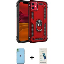 Cepte Toptan iPhone 11 Ahenk Klasik Koleksiyonu - Şeffaf Pasifik Cam Ekran Koruyucu + Yeşil Neon Fosforlu Kamera Lens