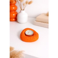 Alyora Mumluk-Dekoratif-Dokulu- Turuncu- Taş Tozu 1 Adet Mum ile