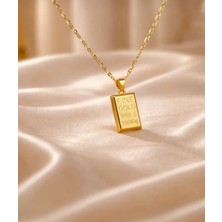 Elifin Işıgı Kadın Gold Külçe Altın Model Çelik Kolye - Fine Gold 999.9 Yazılı Kararmaz Zincir
