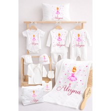 Sitilin Kız Bebek %100 Pamuk Melek Organik Isim Baskılı Yenidoğan Hastane Çıkışı Fırça Bebek Hediye Seti