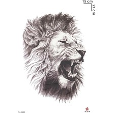 Büyük Boy Aslan  Figürlü Geçici Tattoo - Suya Dayanıklı Aslan Kafası Figürlü Dövme 15X21 cm