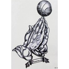 Basketbol Temalı Geçici El ve Bilek Dövmesi -Suya Dayanıklı Gerçekçi Basketbol Topu Tattoo 15X21 cm