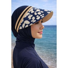 Aydın Şapkacınız Leopar Desenli Ithal Şeritli Hasır Vizör Şapka | Yazlık Güneş Korumalı, Tesettüre Uygun, Standart Taç Model