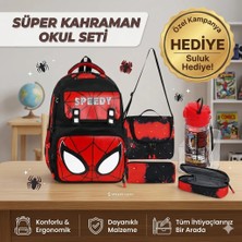 Örümcek Adam Okul Çantası - Tablet Bölmeli , Beslenme Çantası , Kalemlik Set