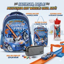 Sports Hot Wheels Lisanslı Okul Çantası - Beslenme Çantası Set - Kalem Kutusu ve Suluk&matara Hediye