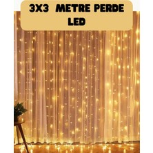 Astraltech 3x3 Metre Perde LED Işık Sıcak Şelale Tasarım Dekoratif Aydınlatma