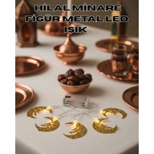 Astraltech Minareli Hilal LED Işık Gold Metal Gövdeli Pilli Ramazan Dekoru
