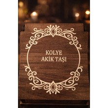 Banum Luxury Doğal Akik Taşı (Koyukahve) Tasarım El Işi Kolye