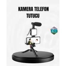 Astraltech Profesyonel Vlog Çekim Kiti LED Işıklı Tripod Mikrofonlu Telefon Seti