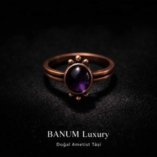Banum Luxury El Işi Tasarım Ametist(Amethyst) Doğal Taşlı Bakır Yüzük