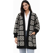 Ocean Pole Siyah Beyaz Örgü Hırka