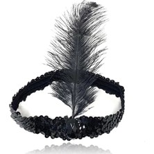 Skygo Siyah Renk Çarliston Başlık 90 Lı Yıllar 80 Li Yıllar Tüylü Saç Bandı