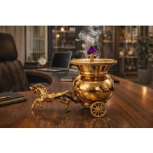 Banum Luxury Lüx Tasarım El Işi Harika Piriç Metal At Arabası Tütsülük Doğal Taşlı