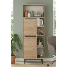 Robin Home Lidya Ofis Klasör Dolabı Kitaplık 2 Kapaklı Metal Ayaklı Sepet