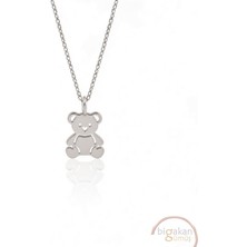 Bigakan  Sevimli Ayı Kolyesi 925 Ayar Gümüş 45 cm Kadın Beyaz Renk