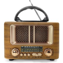 Esranın Dünyası Küçük Mini Boy Retro Ahşap Tasarım Bluetooth Hoparlörlü Radyo – Fm/am Destekli, Şarjlı ve Taşınabilir Radyo NS-8108 (4887)