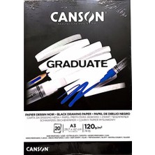 Kitabevimden Canson Çizim Bloğu Graduate Cangrad Siyah 20 Syf A3 120 gr