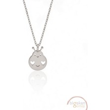 Bigakan  Sevimli Uğur Böceği Kolyesi 925 Ayar Gümüş 45 cm Kadın Beyaz Renk