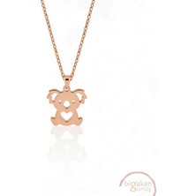 Bigakan  Sevimli Koala Figürlü Kolye 925 Ayar Gümüş 45 cm Kadın Rose Kaplama
