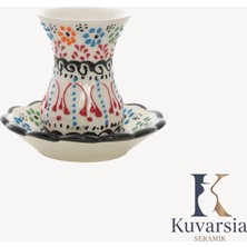 Kuvarsia Anadolu Koleksiyonu Çay Bardağı - Beyaz Çok Renkli