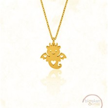 Bigakan  Tatlı Zarif Ejderha Figürlü Kolye 925 Ayar Gümüş 45 cm Kadın Altın Kaplama