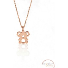 Bigakan  Minik Koala Tembel Koala Kolyesi 925 Ayar Gümüş 45 cm Kadın Rose Kaplama