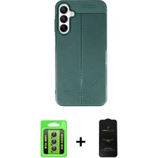 Cepte Toptan Galaxy A35 5g Doruk Klasik Özel Seri - Siyah 6d Antistatik Mat Seramik Hayalet Nano Ekran Koruyucu + Gümüş Raze Metal Kamera Lens