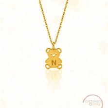 Bigakan  Teddy Bear Tatlı Ayıcık Kolye 925 Ayar Gümüş 45 cm Kadın Altın Kaplama