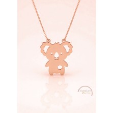 Bigakan  Tatlı Koala Kolye 925 Ayar Gümüş 45 cm Kadın Rose Kaplama