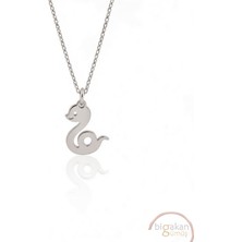 Bigakan  Sevimli Yılan Kolyesi 925 Ayar Gümüş 45 cm Kadın Beyaz Renk