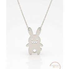 Bigakan  Tavşan Figürlü Kolye 925 Ayar Gümüş 45 cm Kadın Beyaz Renk