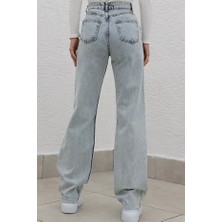ArVib Kadın Açık Mavi Yüksek Bel Boru Paça Jean - Rahat Kesim Denim